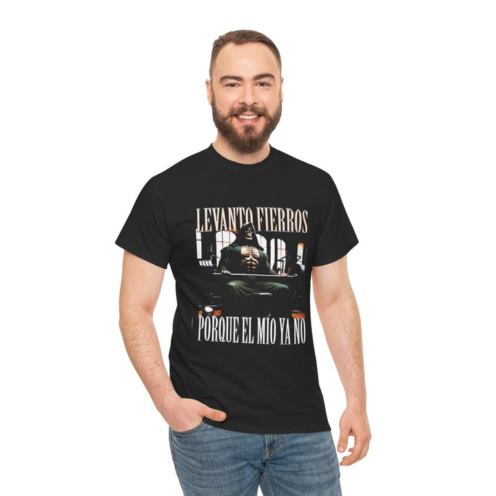 Unisex Heavy Cotton Tee - "Levantó Fierros" Graphic Shirt for Bold Statements - Black - S - Unisex Heavy Cotton Tee - "Levantó Fierros" Graphic Shirt for Bold Statements - Tatoo Tee
