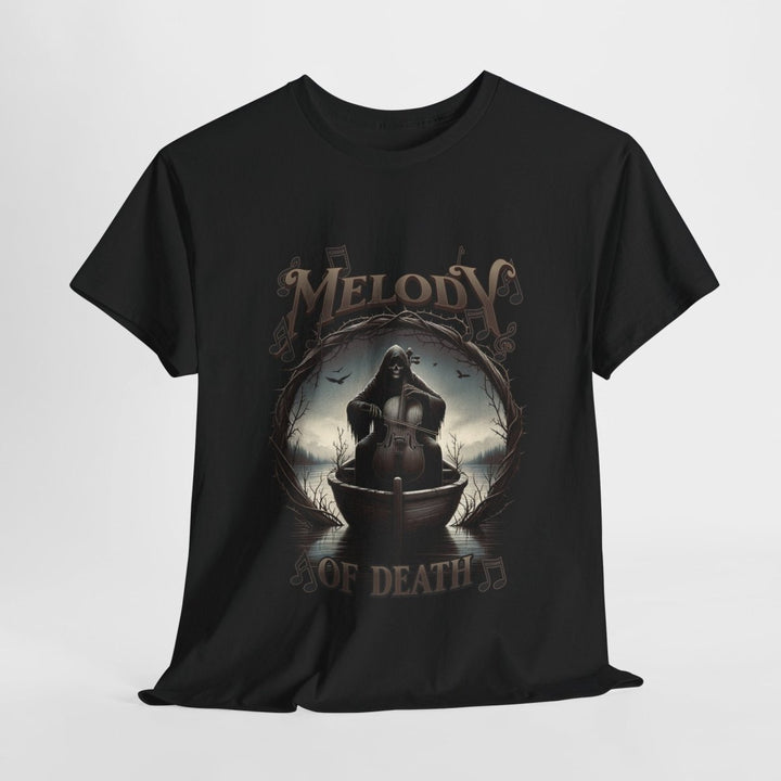 Unisex Heavy Cotton Tee - 'Melody of Death' Graphic T-Shirt for Music Lovers - Black - S - Unisex Heavy Cotton Tee - 'Melody of Death' Graphic T-Shirt for Music Lovers - Tatoo Tee