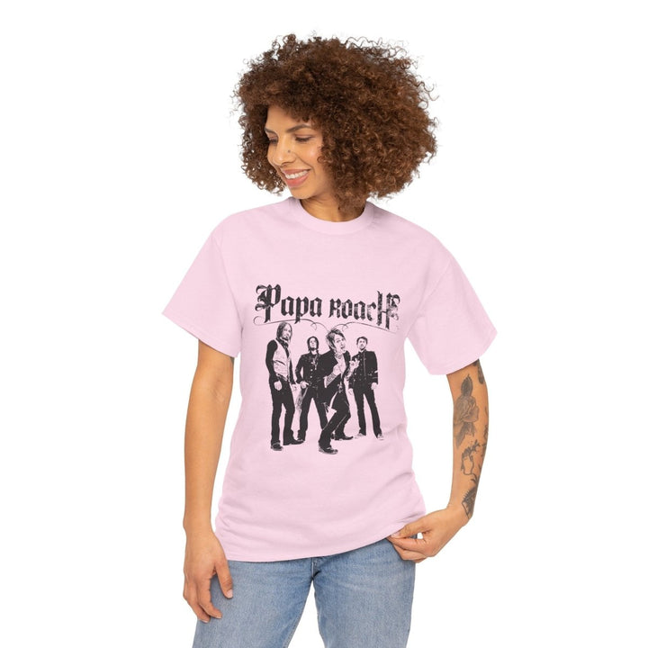 Unisex Heavy Cotton Tee - Papa Roach Band Tee for Music Lovers - Light Pink - S - Unisex Heavy Cotton Tee - Papa Roach Band Tee for Music Lovers - Tatoo Tee