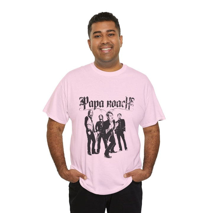 Unisex Heavy Cotton Tee - Papa Roach Band Tee for Music Lovers - Light Pink - S - Unisex Heavy Cotton Tee - Papa Roach Band Tee for Music Lovers - Tatoo Tee