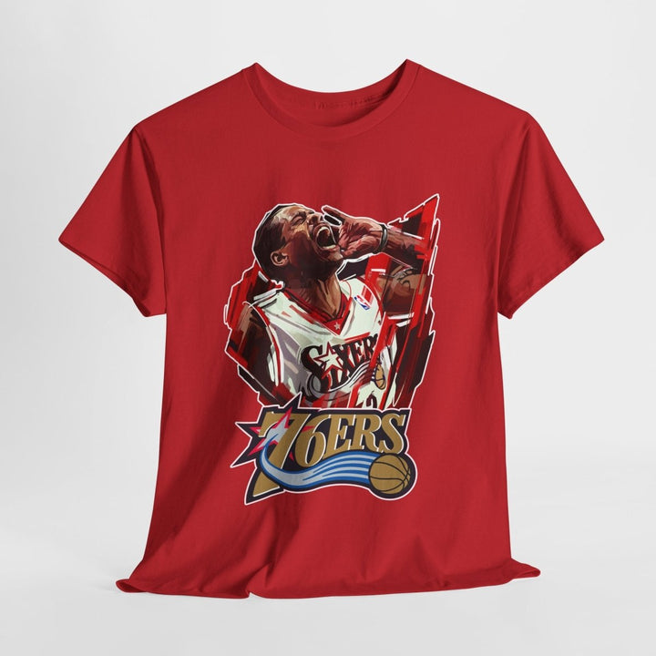 Unisex Heavy Cotton Tee - Retro Basketball Vibes Featured - Red - S - Unisex Heavy Cotton Tee - Retro Basketball Vibes Featured - Tatoo Tee