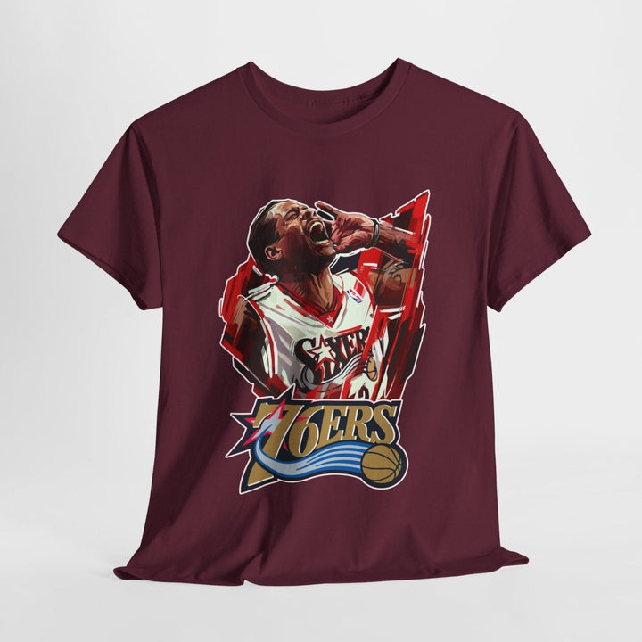 Unisex Heavy Cotton Tee - Retro Basketball Vibes Featured - Red - S - Unisex Heavy Cotton Tee - Retro Basketball Vibes Featured - Tatoo Tee