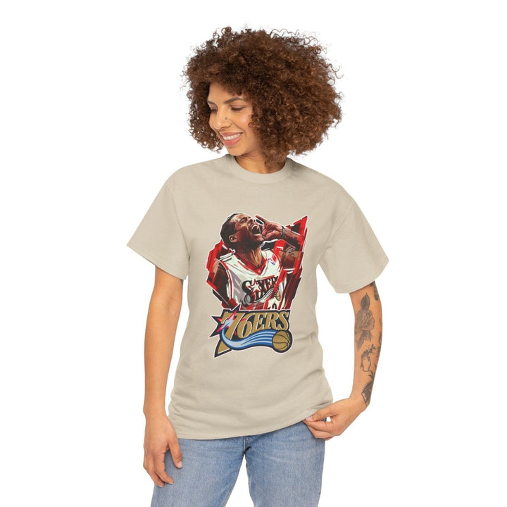 Unisex Heavy Cotton Tee - Retro Basketball Vibes Featured - Sand - S - Unisex Heavy Cotton Tee - Retro Basketball Vibes Featured - Tatoo Tee