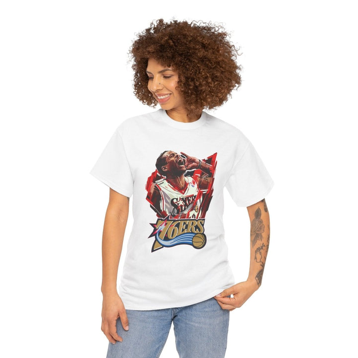 Unisex Heavy Cotton Tee - Retro Basketball Vibes Featured - White - S - Unisex Heavy Cotton Tee - Retro Basketball Vibes Featured - Tatoo Tee