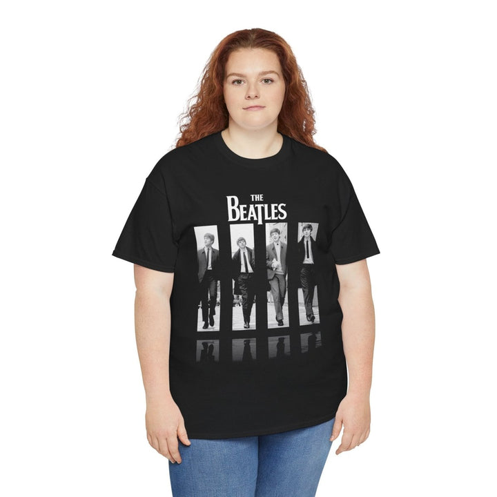 Unisex Heavy Cotton Tee - Retro Beatles Graphic Tee for Music Lovers - Black - S - Unisex Heavy Cotton Tee - Retro Beatles Graphic Tee for Music Lovers - Tatoo Tee