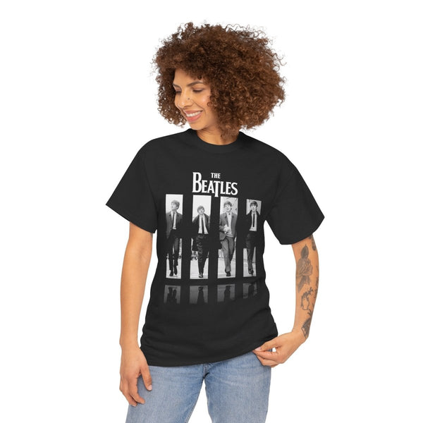 Unisex Heavy Cotton Tee - Retro Beatles Graphic Tee for Music Lovers - Black - S - Unisex Heavy Cotton Tee - Retro Beatles Graphic Tee for Music Lovers - Tatoo Tee