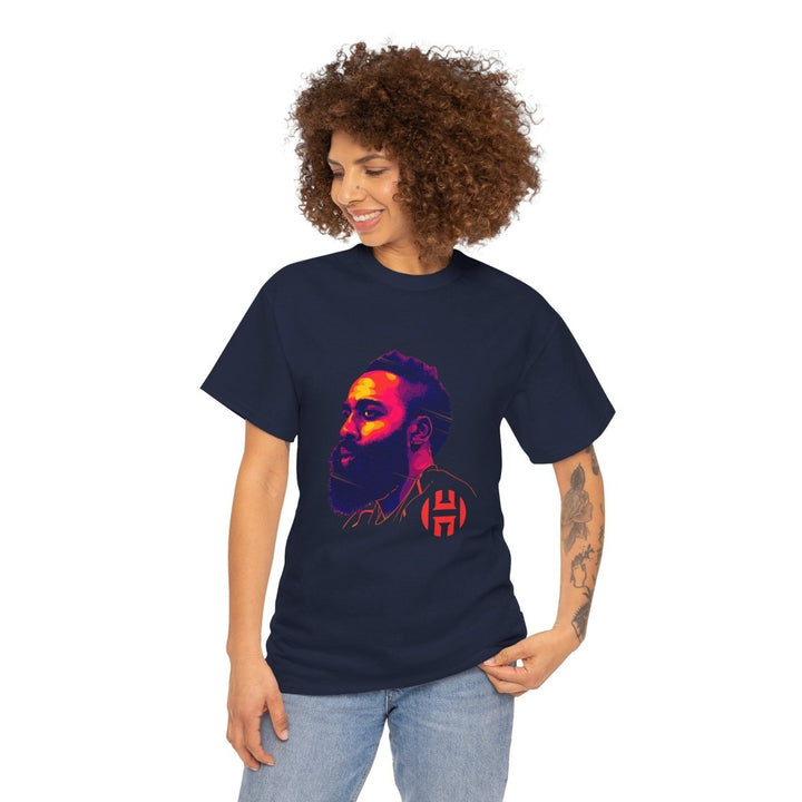 Unisex Heavy Cotton Tee - Vibrant Portrait Design - Navy - S - Unisex Heavy Cotton Tee - Vibrant Portrait Design - Tatoo Tee