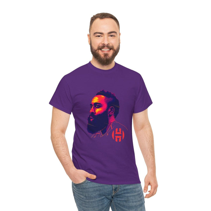 Unisex Heavy Cotton Tee - Vibrant Portrait Design - Purple - S - Unisex Heavy Cotton Tee - Vibrant Portrait Design - Tatoo Tee