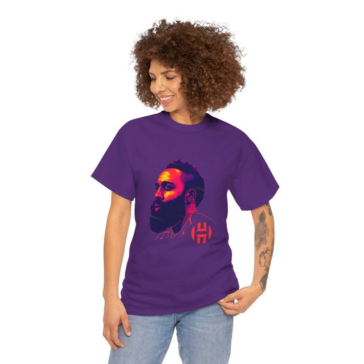 Unisex Heavy Cotton Tee - Vibrant Portrait Design - Purple - S - Unisex Heavy Cotton Tee - Vibrant Portrait Design - Tatoo Tee
