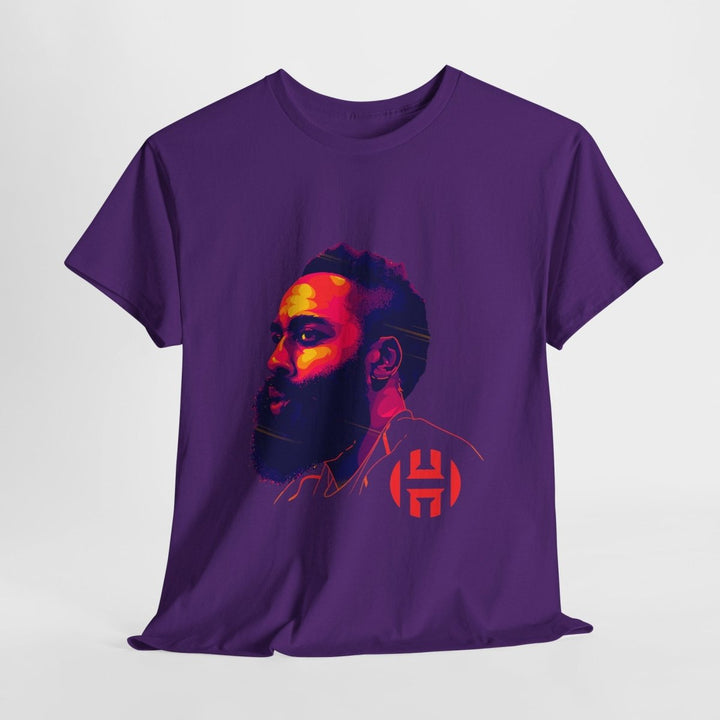 Unisex Heavy Cotton Tee - Vibrant Portrait Design - Purple - S - Unisex Heavy Cotton Tee - Vibrant Portrait Design - Tatoo Tee