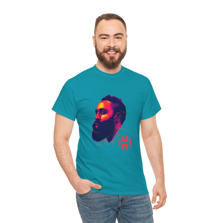 Unisex Heavy Cotton Tee - Vibrant Portrait Design - Purple - S - Unisex Heavy Cotton Tee - Vibrant Portrait Design - Tatoo Tee