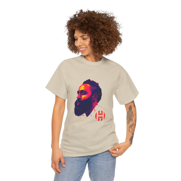 Unisex Heavy Cotton Tee - Vibrant Portrait Design - Sand - S - Unisex Heavy Cotton Tee - Vibrant Portrait Design - Tatoo Tee