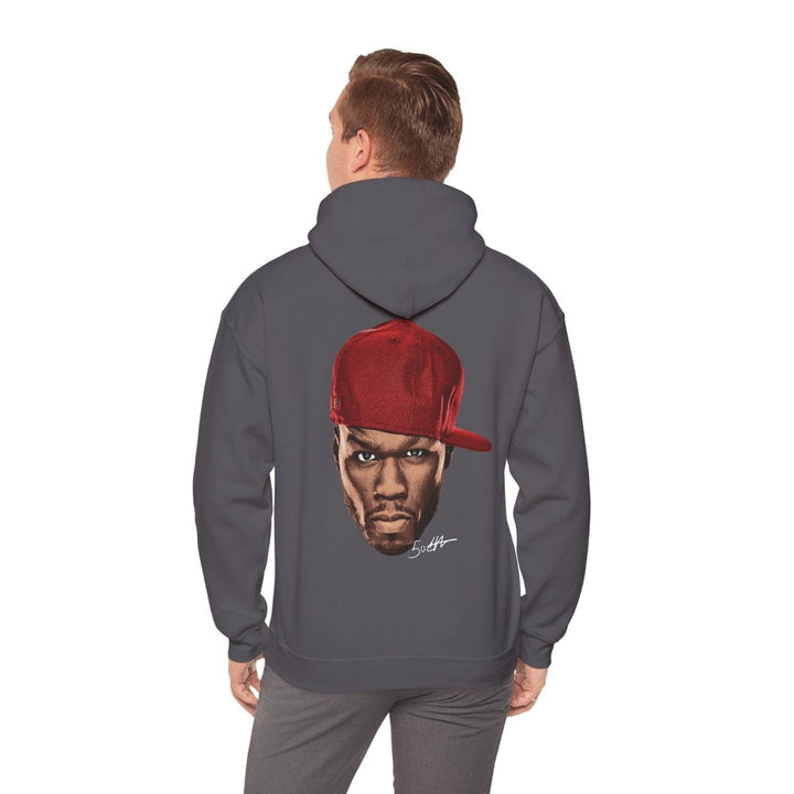Unisex Hooded Sweatshirt with 50 Cent Bold Graphic Design - Charcoal - S - Unisex Hooded Sweatshirt with 50 Cent Bold Graphic Design - Tatoo Tee
