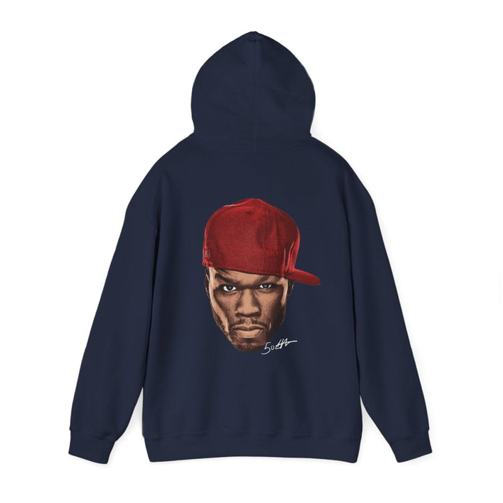 Unisex Hooded Sweatshirt with 50 Cent Bold Graphic Design - Purple - S - Unisex Hooded Sweatshirt with 50 Cent Bold Graphic Design - Tatoo Tee