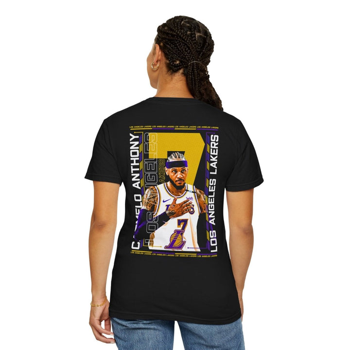 Unisex Lakers Graphic T-Shirt - Celebrate Team Spirit with Carmelo Anthony Design - Black - S - Unisex Lakers Graphic T-Shirt - Celebrate Team Spirit with Carmelo Anthony Design - Tatoo Tee