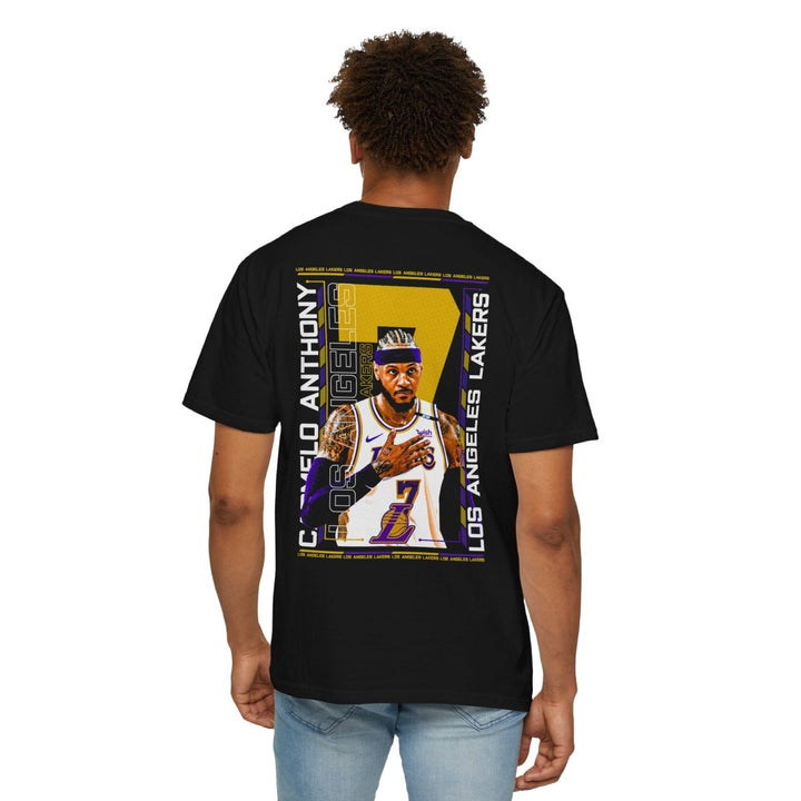 Unisex Lakers Graphic T-Shirt - Celebrate Team Spirit with Carmelo Anthony Design - Black - S - Unisex Lakers Graphic T-Shirt - Celebrate Team Spirit with Carmelo Anthony Design - Tatoo Tee