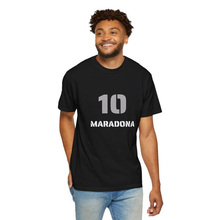 Unisex Maradona 10 Retro Graphic Tee - Black - S - Unisex Maradona 10 Retro Graphic Tee - Tatoo Tee