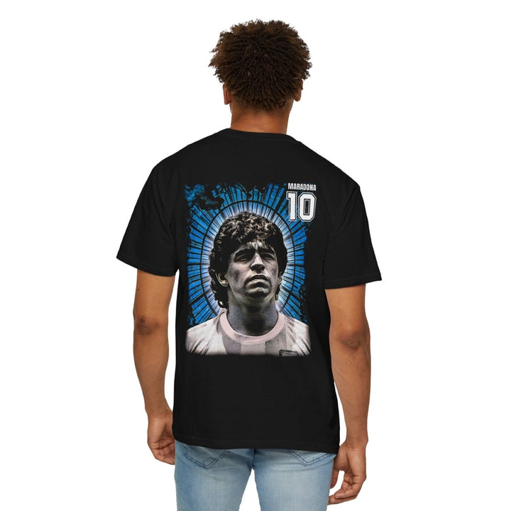 Unisex Maradona 10 Retro Graphic Tee - Black - S - Unisex Maradona 10 Retro Graphic Tee - Tatoo Tee