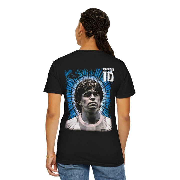Unisex Maradona 10 Retro Graphic Tee - Black - S - Unisex Maradona 10 Retro Graphic Tee - Tatoo Tee