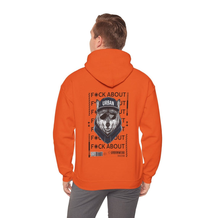Urban Bear Graphic Hoodie – Unisex Heavy Blend™ - Orange - S - Urban Bear Graphic Hoodie – Unisex Heavy Blend™ - Tatoo Tee