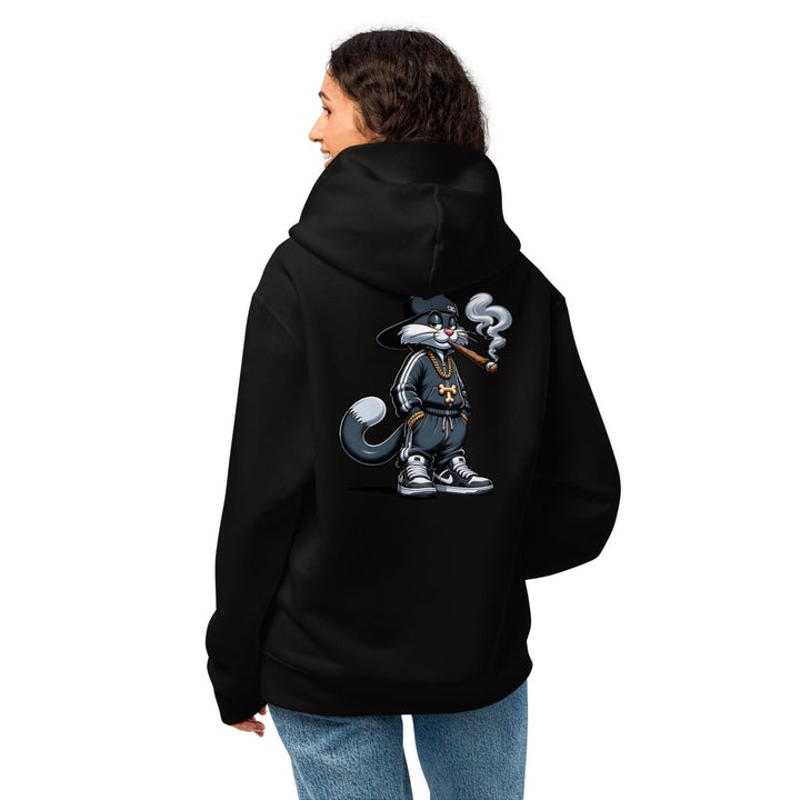 Urban Gangster Cat Oversized heavyweight hoodie - Black - S - Product mockup - Tatoo Tee