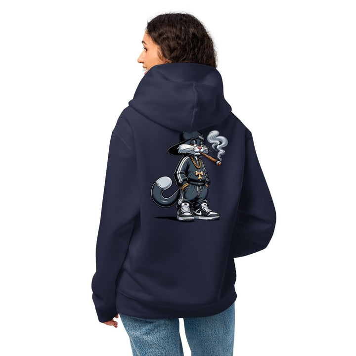 Urban Gangster Cat Oversized heavyweight hoodie - Navy - S - Product mockup - Tatoo Tee