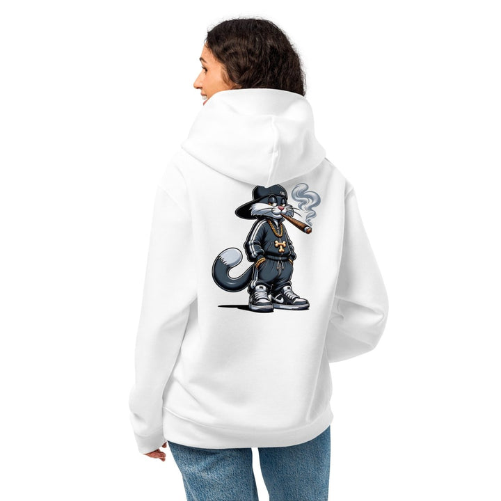 Urban Gangster Cat Oversized heavyweight hoodie - White - S - Product mockup - Tatoo Tee