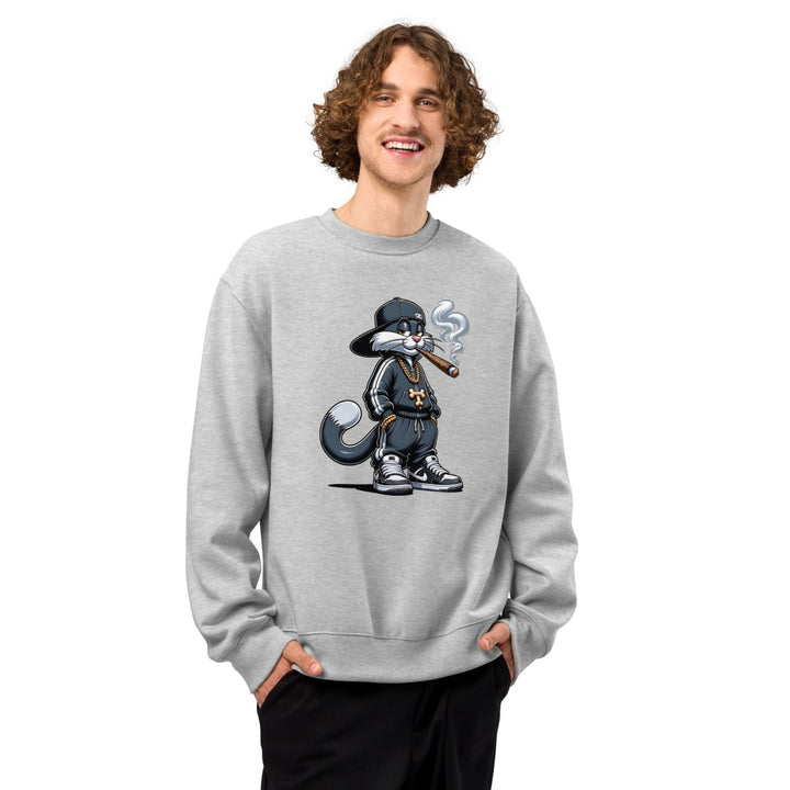 Urban Gangster Cat Oversized heavyweight sweatshirt - Athletic Heather - S - Product mockup - Tatoo Tee