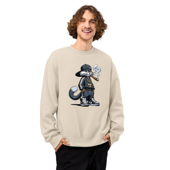Urban Gangster Cat Oversized heavyweight sweatshirt - Dust - S - Product mockup - Tatoo Tee