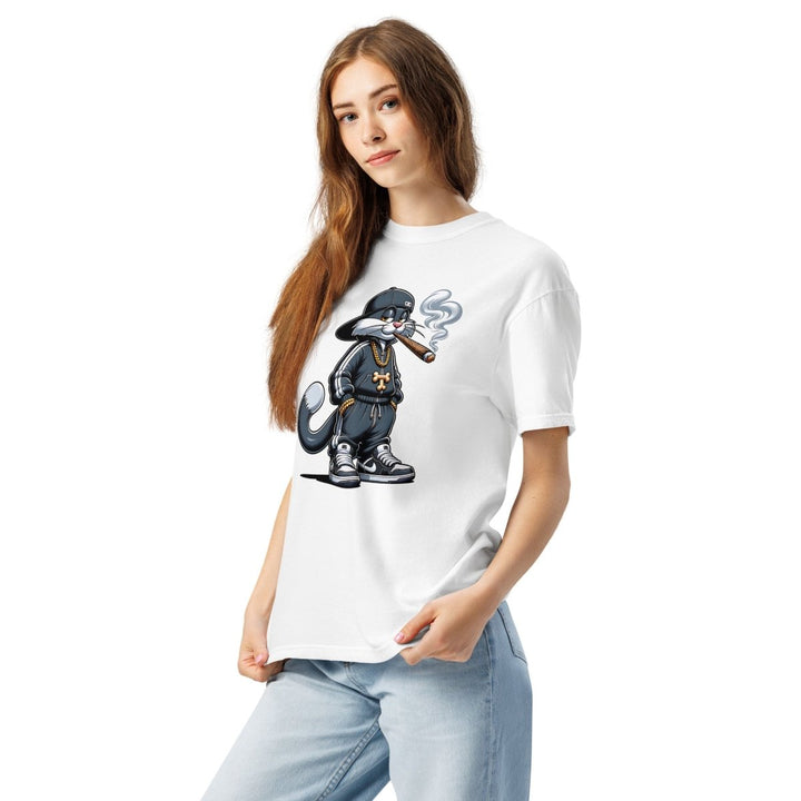 Urban Gangster Cat Unisex garment - dyed heavyweight t-shirt - Black - S - Product mockup - Tatoo Tee