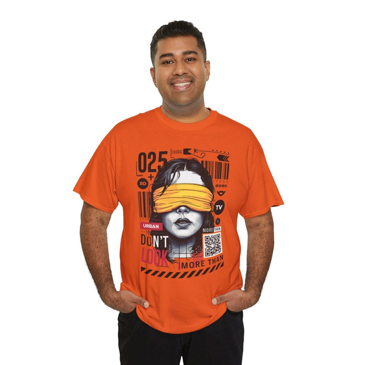 Urban Graphic T-Shirt - "Don't Look" Design - Azalea - S - Urban Graphic T-Shirt - "Don't Look" Design - Tatoo Tee