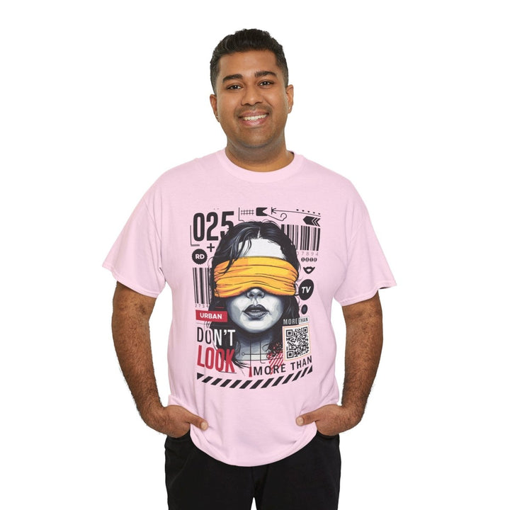 Urban Graphic T-Shirt - "Don't Look" Design - Azalea - S - Urban Graphic T-Shirt - "Don't Look" Design - Tatoo Tee