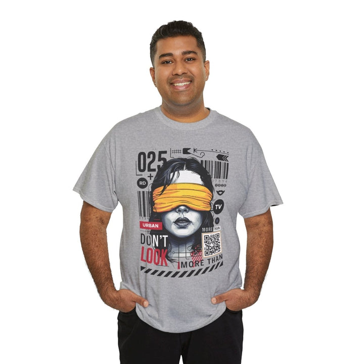 Urban Graphic T-Shirt - "Don't Look" Design - Azalea - S - Urban Graphic T-Shirt - "Don't Look" Design - Tatoo Tee