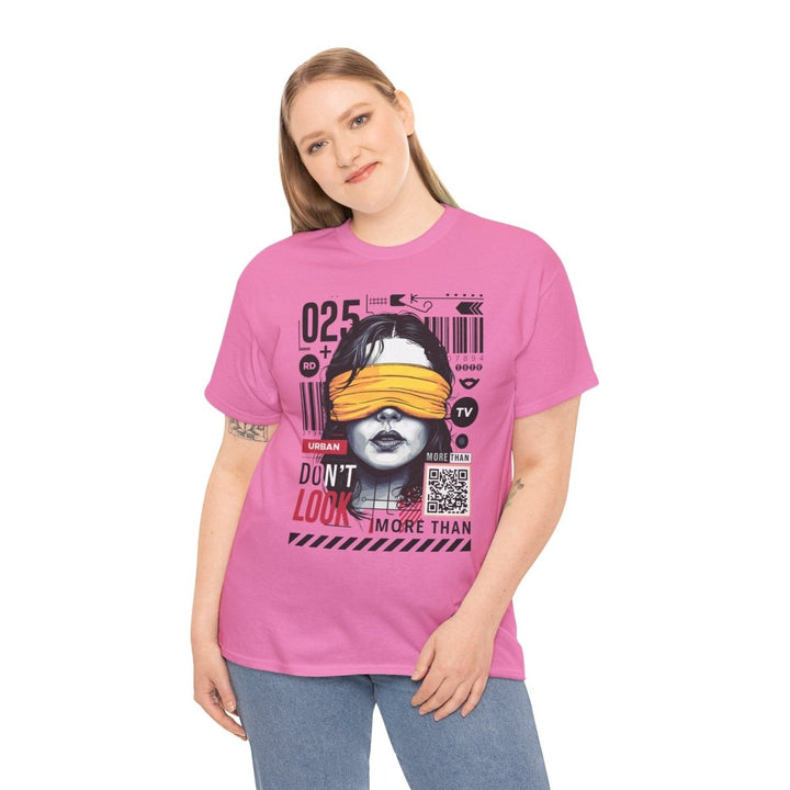 Urban Graphic T-Shirt - "Don't Look" Design - Azalea - S - Urban Graphic T-Shirt - "Don't Look" Design - Tatoo Tee
