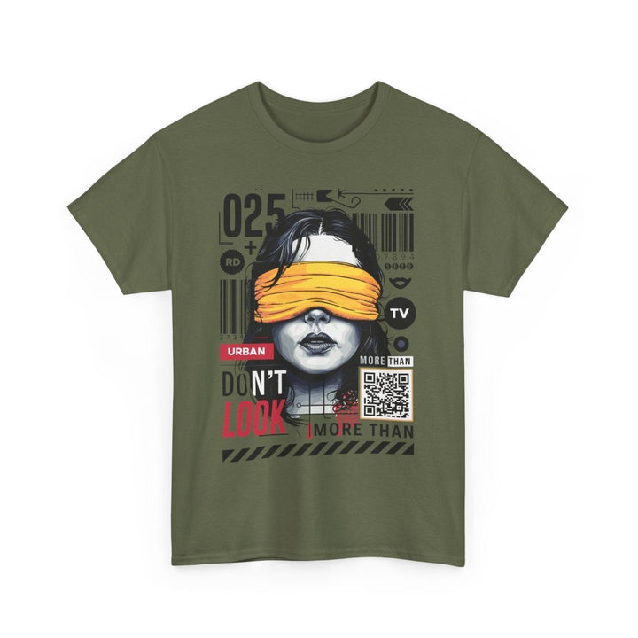 Urban Graphic T-Shirt - "Don't Look" Design - Azalea - S - Urban Graphic T-Shirt - "Don't Look" Design - Tatoo Tee