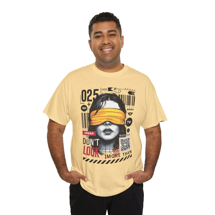 Urban Graphic T-Shirt - "Don't Look" Design - Azalea - S - Urban Graphic T-Shirt - "Don't Look" Design - Tatoo Tee