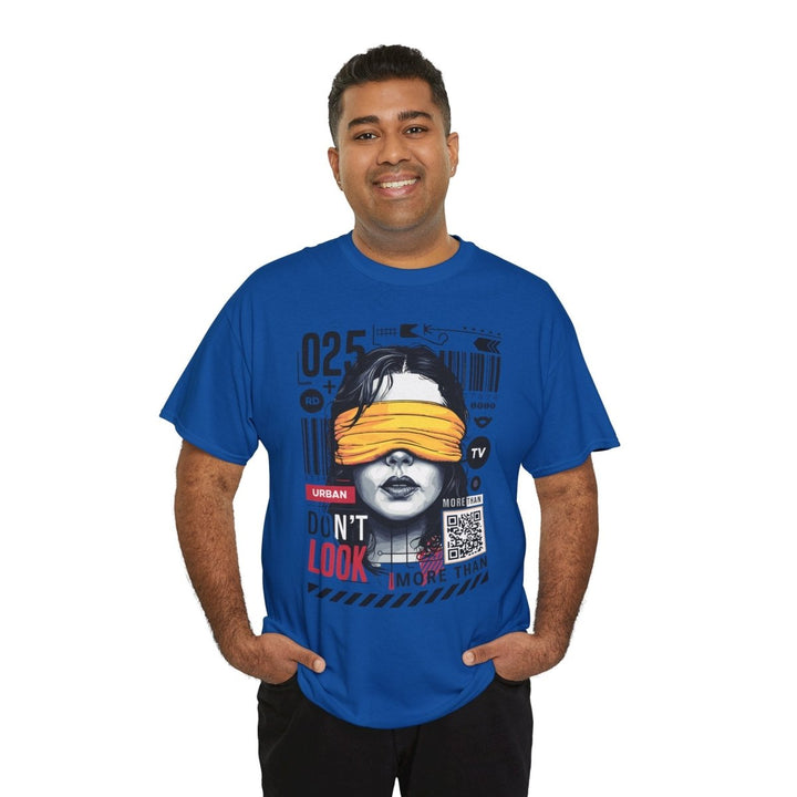 Urban Graphic T-Shirt - "Don't Look" Design - Azalea - S - Urban Graphic T-Shirt - "Don't Look" Design - Tatoo Tee