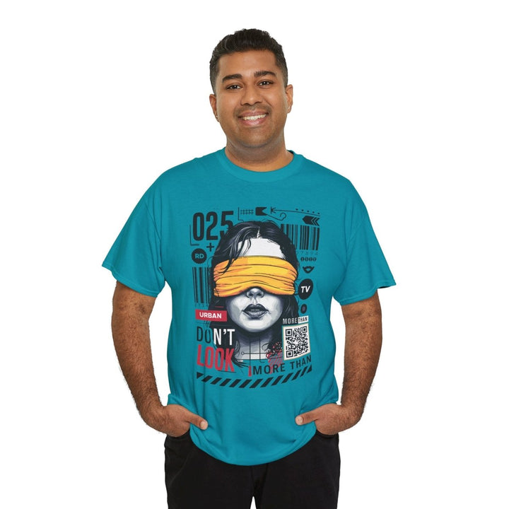 Urban Graphic T-Shirt - "Don't Look" Design - Azalea - S - Urban Graphic T-Shirt - "Don't Look" Design - Tatoo Tee