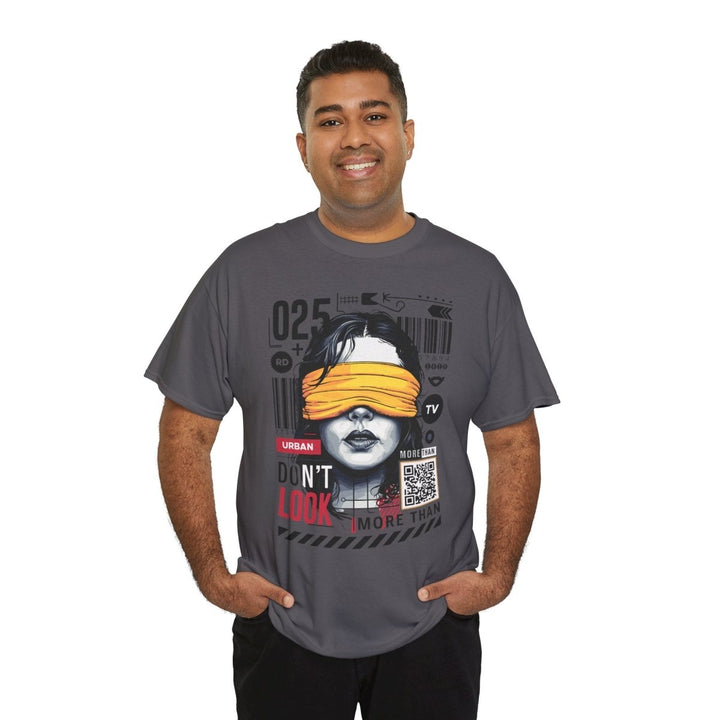 Urban Graphic T-Shirt - "Don't Look" Design - Azalea - S - Urban Graphic T-Shirt - "Don't Look" Design - Tatoo Tee