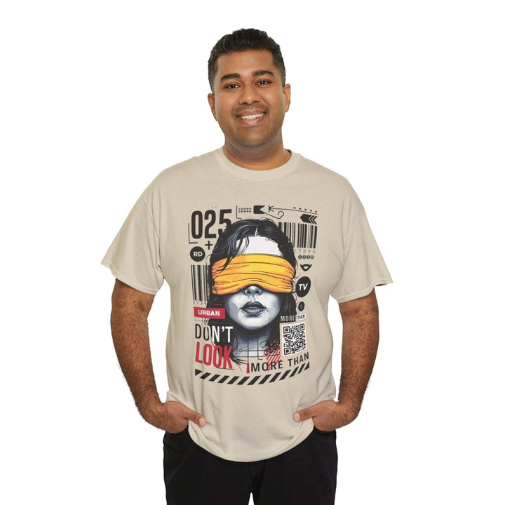 Urban Graphic T-Shirt - "Don't Look" Design - Azalea - S - Urban Graphic T-Shirt - "Don't Look" Design - Tatoo Tee