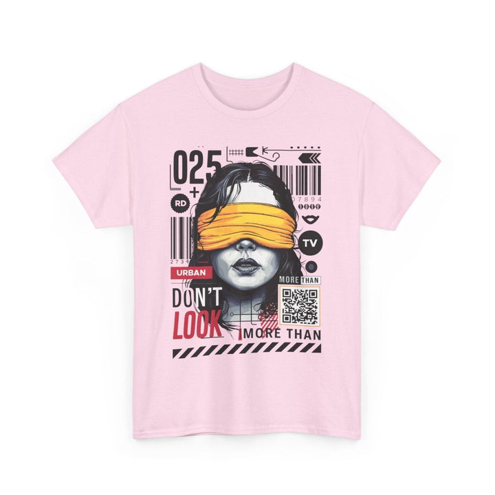 Urban Graphic T-Shirt - "Don't Look" Design - Azalea - S - Urban Graphic T-Shirt - "Don't Look" Design - Tatoo Tee