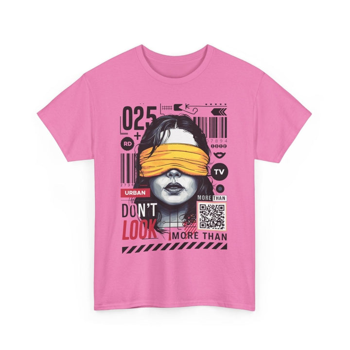 Urban Graphic T-Shirt - "Don't Look" Design - Azalea - S - Urban Graphic T-Shirt - "Don't Look" Design - Tatoo Tee