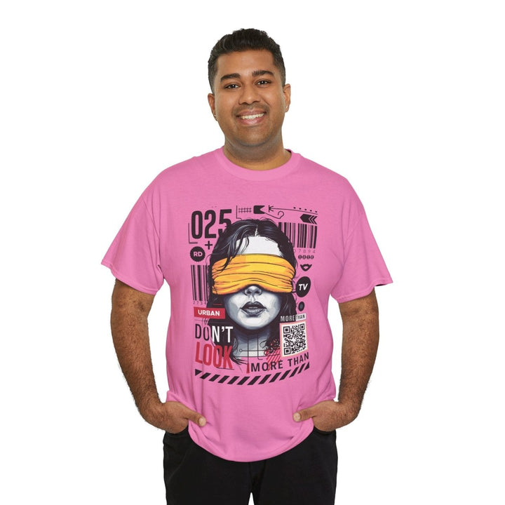 Urban Graphic T-Shirt - "Don't Look" Design - Azalea - S - Urban Graphic T-Shirt - "Don't Look" Design - Tatoo Tee
