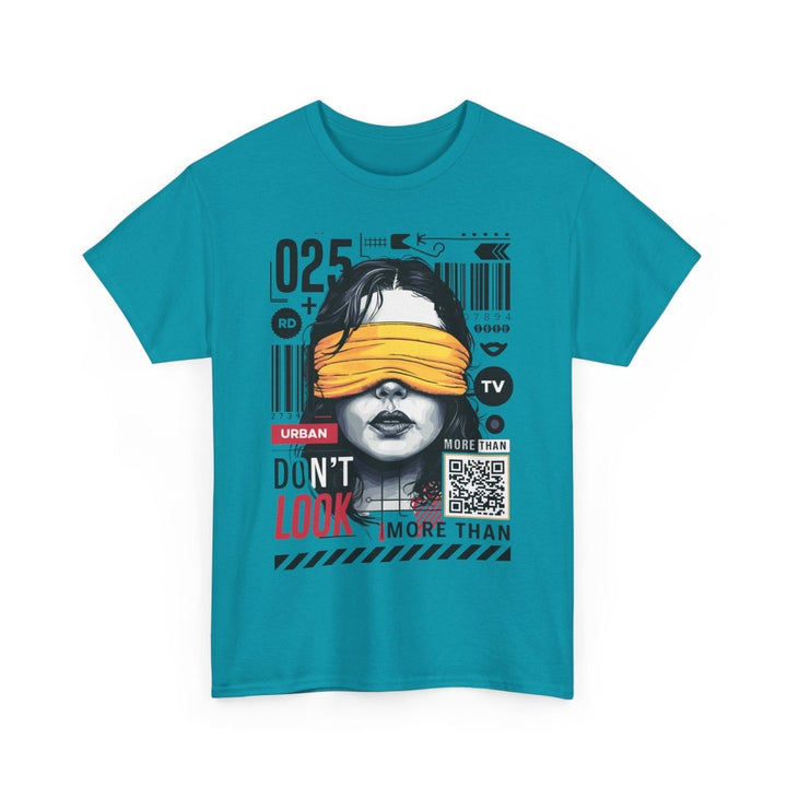 Urban Graphic T-Shirt - "Don't Look" Design - Azalea - S - Urban Graphic T-Shirt - "Don't Look" Design - Tatoo Tee