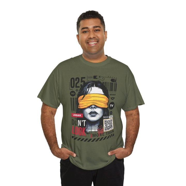 Urban Graphic T-Shirt - "Don't Look" Design - Azalea - S - Urban Graphic T-Shirt - "Don't Look" Design - Tatoo Tee