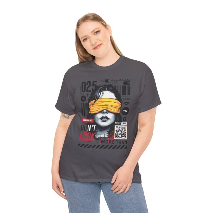Urban Graphic T-Shirt - "Don't Look" Design - Charcoal - S - Urban Graphic T-Shirt - "Don't Look" Design - Tatoo Tee