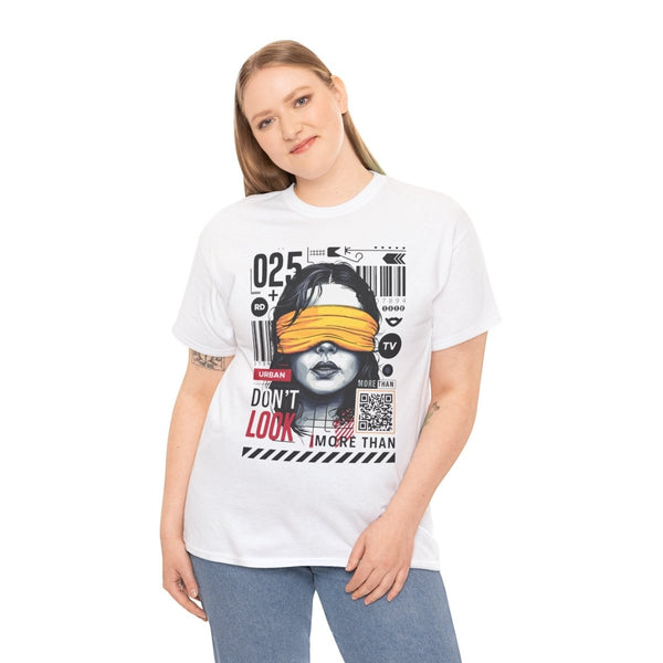Urban Graphic T-Shirt - "Don't Look" Design - White - S - Urban Graphic T-Shirt - "Don't Look" Design - Tatoo Tee