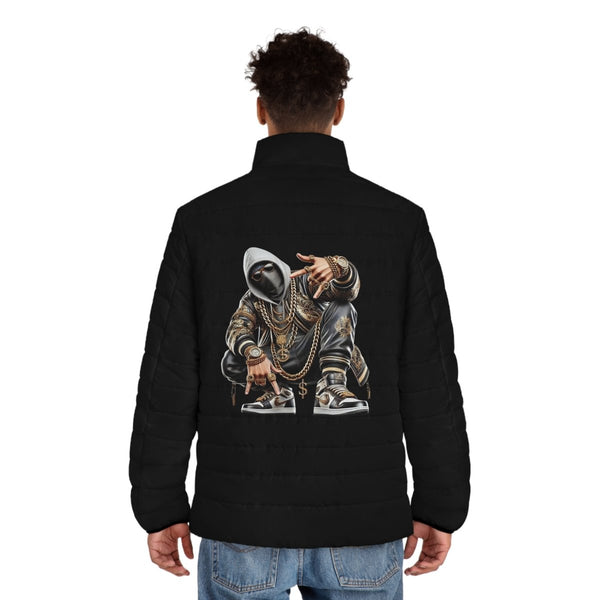 Urban Puffer Jacket with Hip - Hop Graphic - S - Black zipper - Urban Puffer Jacket with Hip - Hop Graphic - Tatoo Tee