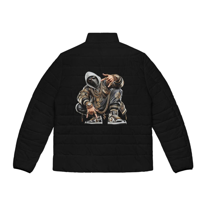 Urban Puffer Jacket with Hip - Hop Graphic - S - Black zipper - Urban Puffer Jacket with Hip - Hop Graphic - Tatoo Tee