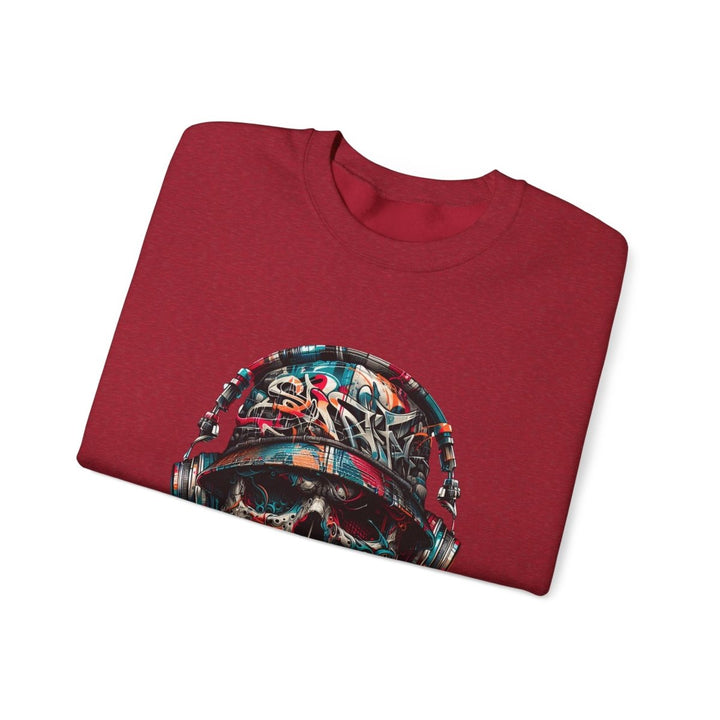 Urban Retro Graffiti Skull Headphone Crewneck Sweatshirt | Unisex Heavy Blend™ - Antique Cherry Red - S - Urban Retro Graffiti Skull Headphone Crewneck Sweatshirt | Unisex Heavy Blend™ - Tatoo Tee